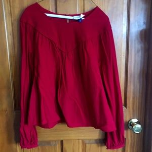Red Peasant Blouse, Size Medium